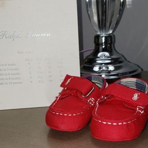 NWT Infant Red Ralph Lauren Boat Shoe
